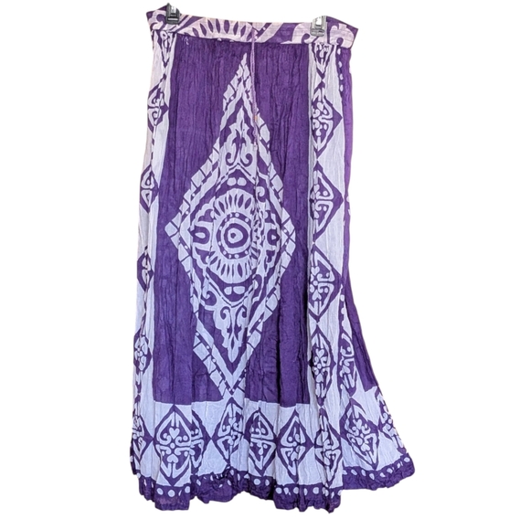 Vintage Dresses & Skirts - Just Class Purple Printed Maxi Skirt L Bohemian Hippie Flowy Comfy